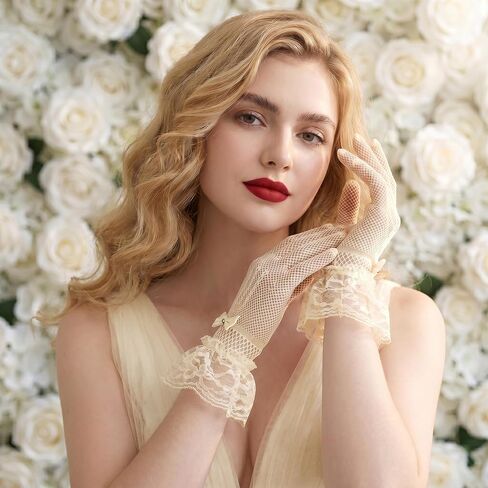 Rbenxia Lace Gloves Vintage Tea Party GlovesTea Party Accessories for Wedding Cocktail Halloween Dresses Opera Prom Costume in Kuwait
