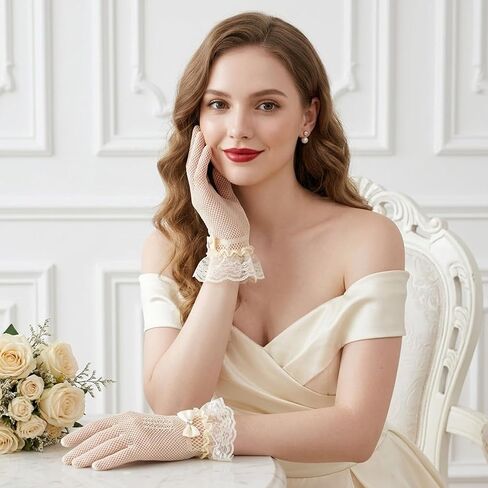Rbenxia Lace Gloves Vintage Tea Party GlovesTea Party Accessories for Wedding Cocktail Halloween Dresses Opera Prom Costume in Kuwait