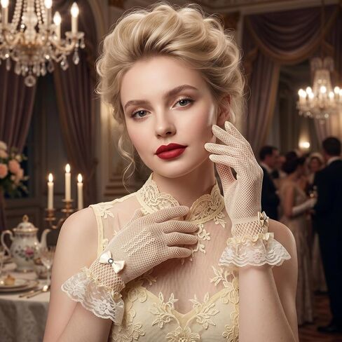 Rbenxia Lace Gloves Vintage Tea Party GlovesTea Party Accessories for Wedding Cocktail Halloween Dresses Opera Prom Costume in Kuwait
