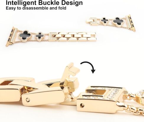 Bling Bands Compatible with Apple Watch Series SE 11 10 9 8 7 6 5 4 3 2 1, Sparkling Diamonds Wristband for Women 38mm 40mm 41mm 42mm Lucky Four Leaf Clover Dressy Bracelet for iWatch in Saudi Arabia