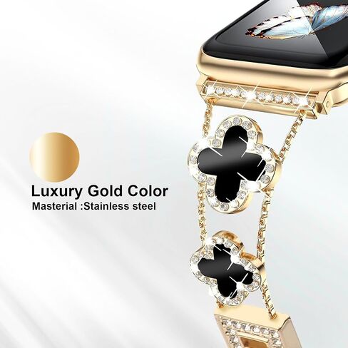 Bling Bands Compatible with Apple Watch Series SE 11 10 9 8 7 6 5 4 3 2 1, Sparkling Diamonds Wristband for Women 38mm 40mm 41mm 42mm Lucky Four Leaf Clover Dressy Bracelet for iWatch in Saudi Arabia