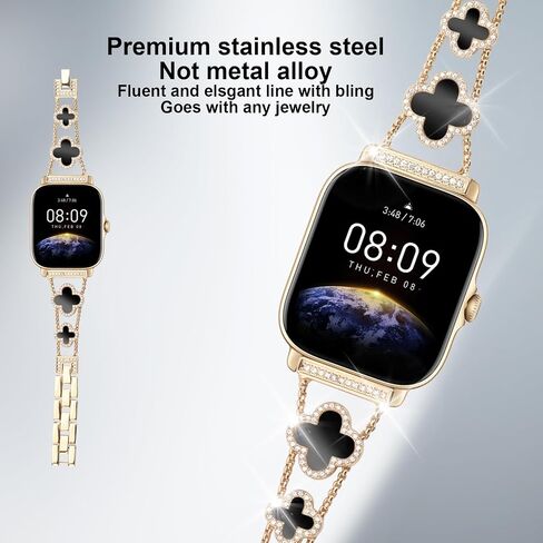 Bling Bands Compatible with Apple Watch Series SE 11 10 9 8 7 6 5 4 3 2 1, Sparkling Diamonds Wristband for Women 38mm 40mm 41mm 42mm Lucky Four Leaf Clover Dressy Bracelet for iWatch in Saudi Arabia