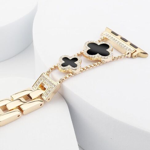 Bling Bands Compatible with Apple Watch Series SE 11 10 9 8 7 6 5 4 3 2 1, Sparkling Diamonds Wristband for Women 38mm 40mm 41mm 42mm Lucky Four Leaf Clover Dressy Bracelet for iWatch in Saudi Arabia