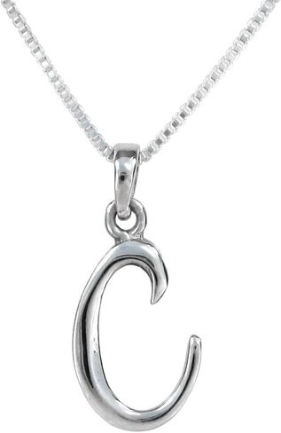 Sterling Silver Initial Charm Necklace, Letter C in Saudi Arabia