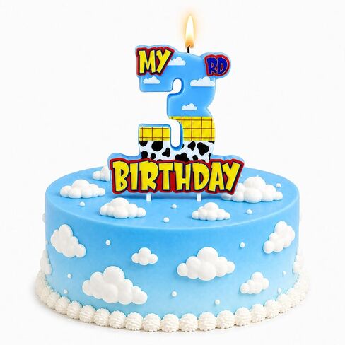 Cow Print Sky Number 3 Birthday Candle, 3.5x3.2in Cowboy Theme 3rd Birthday Cake Topper Candle for Kids Birthday Party Baby Shower Cake Decoration Supplies in Saudi Arabia
