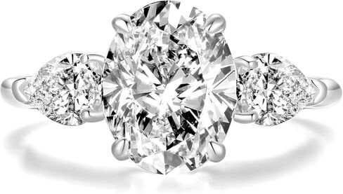 1.5CT Oval Engagement Ring 3-Stone Simulated Diamond Rings for Women S925 Silver Promise Ring for Wedding Daily Vacation in Saudi Arabia