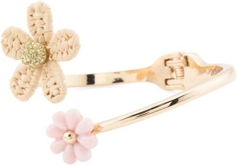 Betsey Johnson Daisy Bypass Bracelet, Gold Tone with Pink and Beige Flower Accents, Hinged Closure in Saudi Arabia