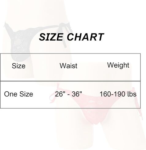 Men's Sexy Lace Thong Heart Cut-Out Sheer Pouch Pearl Pendant Sissy Lingerie Low Rise One Size 26-36 & 2-Pack in Kuwait
