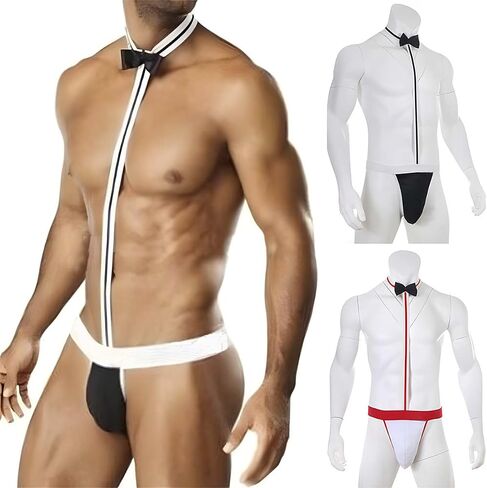 Men's Sexy Mankini Costume Suspender Swimsuit,Mens Low-Rise Lingerie,Swimwear Thong Underwear(Black,One Size) in Kuwait