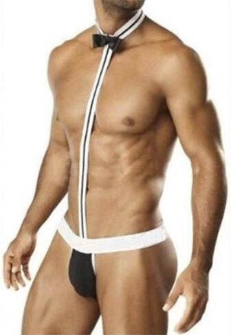 Men's Sexy Mankini Costume Suspender Swimsuit,Mens Low-Rise Lingerie,Swimwear Thong Underwear(Black,One Size) in Kuwait