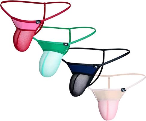 Gogobear Men's Ultra-thin Mesh Thong Sexy Low Waist High Stretch Underwear in Kuwait