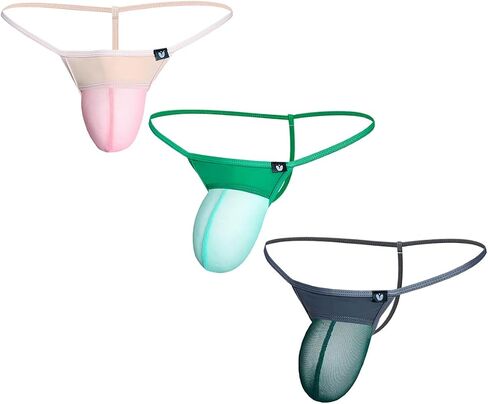 Gogobear Men's Ultra-thin Mesh Thong Sexy Low Waist High Stretch Underwear in Kuwait