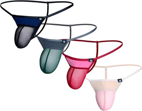 Gogobear Men's Ultra-thin Mesh Thong Sexy Low Waist High Stretch Underwear in Kuwait