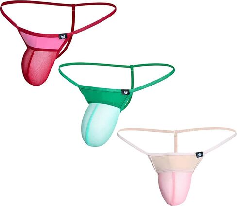 Gogobear Men's Ultra-thin Mesh Thong Sexy Low Waist High Stretch Underwear in Kuwait