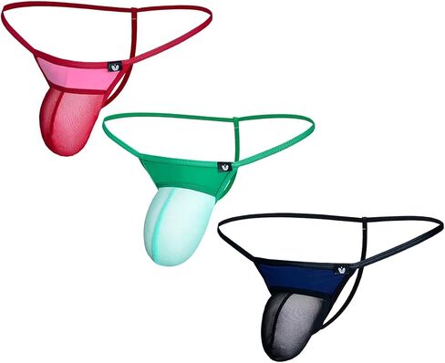 Gogobear Men's Ultra-thin Mesh Thong Sexy Low Waist High Stretch Underwear in Kuwait