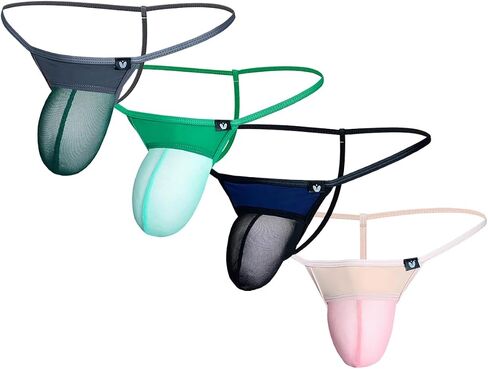 Gogobear Men's Ultra-thin Mesh Thong Sexy Low Waist High Stretch Underwear in Kuwait