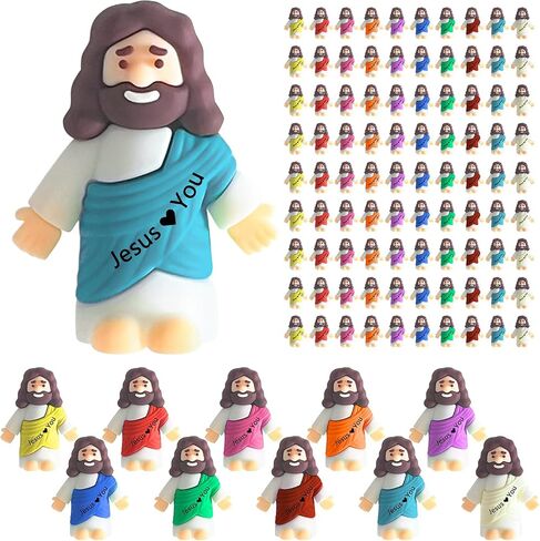Dileed 100 PCS Little Jesus Figures, Mini Jesus Figurines Bulk, Tiny Jesus Love You Religious Figure for Baptism Gifts, Sunday School, Church, Easter Egg Stuffers, Party Favors, Hide and Seek in Saudi Arabia
