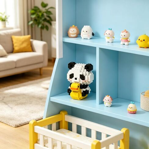 Panda on Rocking Chair Hand-Assembled Figurine with Display Base, Cute Animal Desk Decor, Playful Theme Collectible Statue for Home Office Shelf in Kuwait