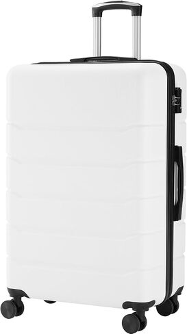 Elevon 28" Expandable Checked Suitcase, Lightweight ABS Hard Shell Luggage with 360° Spinner Wheels & TSA Approved Lock, White in Kuwait