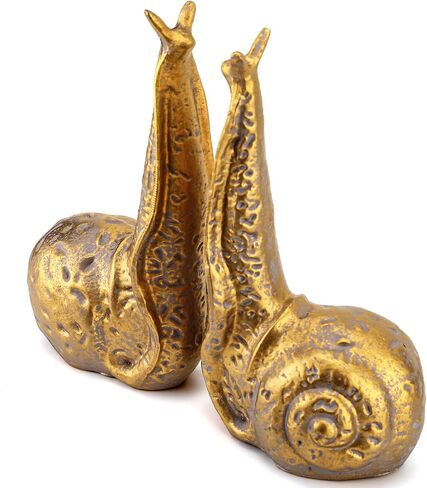 Hoteam Set of 2 Snail Bookends Distressed Vintage Gold Resin Decorative Snail Book Ends Animal Lover Gift Organizer Stopper Non Skid for Heavy Books Shelf Desk Home Office 5.25 x 3.5 x 9 Inches in Kuwait