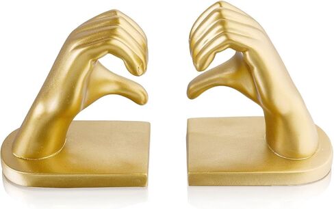 1Pair/2Piece Gold Heart Hands Book Ends, Non-Slip Heavy Duty Bookends for Shelves, Unique Sculptural Book Stopper for Home Bedroom, Living Room & Office Desk Decor in Saudi Arabia