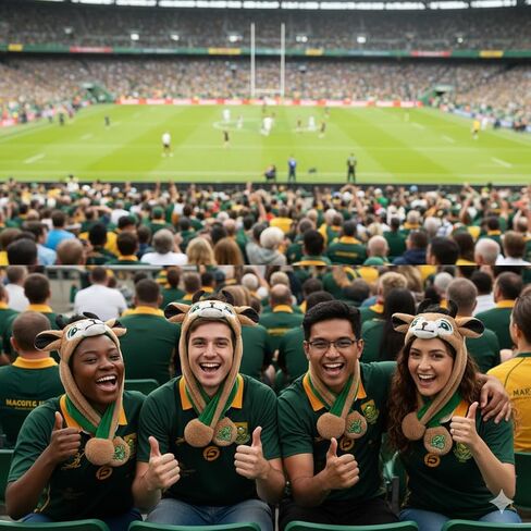 Ultra Tec Official Springbok Bokkie Pump Action Plush Hat | Licensed South Africa Rugby Merchandise | Flicking Ears | Fun for All Ages in Kuwait