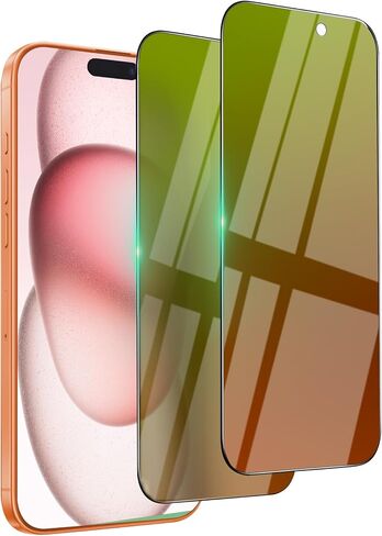 2 Pack for iPhone 15 Privacy Screen Protector Tempered Glass for 15 6.1inch Gradient Green Anti Spy Anti Blue Light Full Coverage Easy Installation Bubble Free in Kuwait