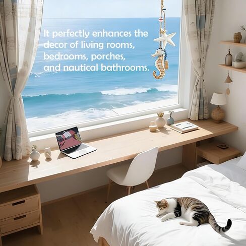 3pcs Wooden Coastal Wall Art, Hanging Beach Wall Decor with Rope, Nautical Wall Decor with Starfish & Seahorse & Fish for Bedroom Living Room in Saudi Arabia