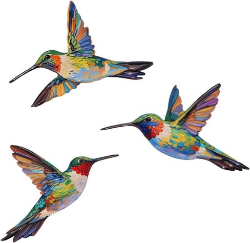 WJPFZSO 3 Pack Metal Hummingbird Wall Art Decor Outdoor Fence Bird Wall Art Decor for Garden, Patio, Living Room in Saudi Arabia