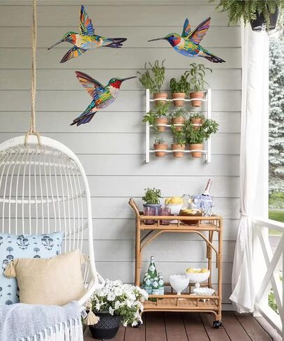 WJPFZSO 3 Pack Metal Hummingbird Wall Art Decor Outdoor Fence Bird Wall Art Decor for Garden, Patio, Living Room in Saudi Arabia