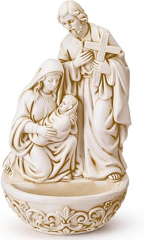 Junkin Holy Water Font Resin Family Saint Joseph Mary and Infant Christ Catholic Holy Water Container 6.5 Inch Religious Decoration Church Wall Hanging Decor for Home Catholic Church Baptism Gift in Kuwait