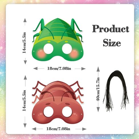 Qpout 27pcs Spring Bugs Paper Masks Adults with Elastic Cords,Spring Time Insect and Bug Theme Dress-Up Party Birthday Accessory Favor Supplies,9 Styles in Kuwait