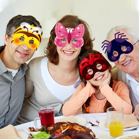 Qpout 27pcs Spring Bugs Paper Masks Adults with Elastic Cords,Spring Time Insect and Bug Theme Dress-Up Party Birthday Accessory Favor Supplies,9 Styles in Kuwait