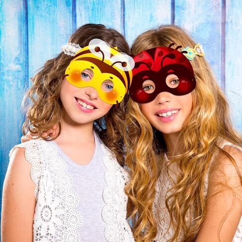 Qpout 27pcs Spring Bugs Paper Masks Adults with Elastic Cords,Spring Time Insect and Bug Theme Dress-Up Party Birthday Accessory Favor Supplies,9 Styles in Kuwait
