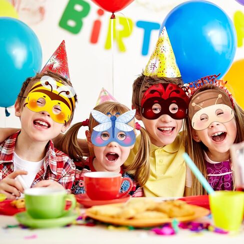 Qpout 27pcs Spring Bugs Paper Masks Adults with Elastic Cords,Spring Time Insect and Bug Theme Dress-Up Party Birthday Accessory Favor Supplies,9 Styles in Kuwait