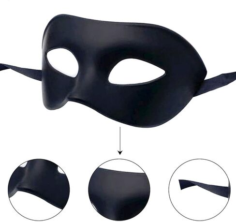 Men Women Masquerade Mask, High Elastic Bendable Plastic Half Face Eye Mask, Solid Color, Suitable for All Prom (2Black+2White) in Saudi Arabia