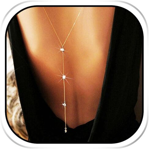 YONAMIX Back Chain for Backless Dress Body Jewelry for Women | Long Back Necklace Body Chains Accessories in Saudi Arabia
