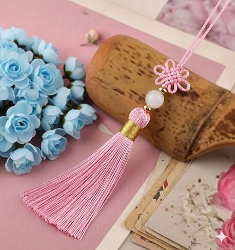 Korean Norigae Knot Ornament 2-Piece Set (Pink & Purple), Traditional Tassel Charm for Bags, Keychains, Gift Packaging, Handmade Decorative Accessory in Kuwait
