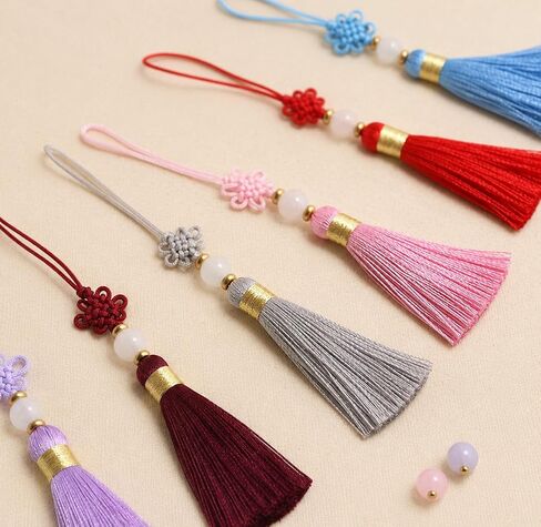 Korean Norigae Knot Ornament 2-Piece Set (Pink & Purple), Traditional Tassel Charm for Bags, Keychains, Gift Packaging, Handmade Decorative Accessory in Kuwait