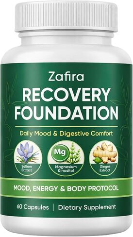 Zafira Organics Saffron Supplements, Zafira Recovery Foundation Capsules for Daily Wellness Support, with Saffron Extract, Magnesium Bisglycinate, Ginger, Zinc, Vitamin D3 & B12, 60 Capsules in Kuwait