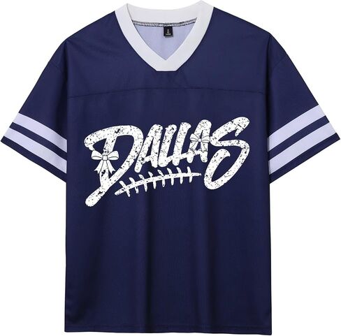 Football Jerseys for Women Game Day Football Shirts Streetwear Sports Fan Jerseys Tops Mesh Graphic Novelty Tees in Saudi Arabia
