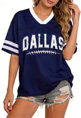 Football Jerseys for Women Game Day Football Shirts Streetwear Sports Fan Jerseys Tops Mesh Graphic Novelty Tees in Saudi Arabia