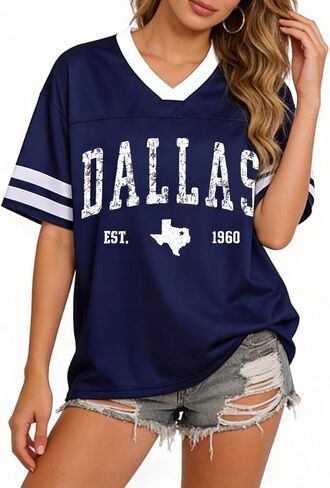 Football Jerseys for Women Game Day Football Shirts Streetwear Sports Fan Jerseys Tops Mesh Graphic Novelty Tees in Saudi Arabia