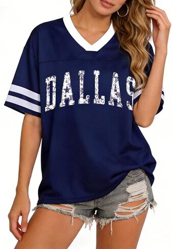 Football Jerseys for Women Game Day Football Shirts Streetwear Sports Fan Jerseys Tops Mesh Graphic Novelty Tees in Saudi Arabia