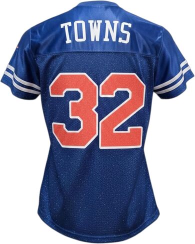 Custom Karl-Anthony Towns Womens Glitter Flake Blinged Mesh Blue Jersey Shirt in Kuwait