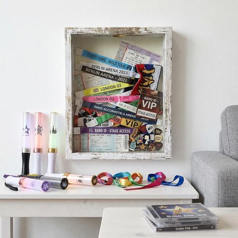 Ticket Shadow Box 11×14 White Top Loading Display Case Frame with Top Slot, Perfect for Movie Travel Concert Sporting Events Ticket Stubs Beer Caps and Memory Keepsakes Box in Kuwait