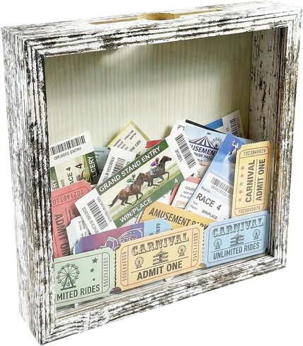 Ticket Shadow Box 11×14 White Top Loading Display Case Frame with Top Slot, Perfect for Movie Travel Concert Sporting Events Ticket Stubs Beer Caps and Memory Keepsakes Box in Kuwait
