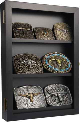 Large 19×14 inch Black Belt Buckle Display Case – Belt Buckle Display Holder Shadow Box for 5.5″×4.5″ to 6″×5″ Buckles – Belt Buckle Display & Storage Showcase in Saudi Arabia
