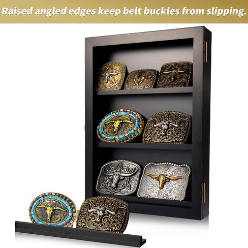 Large 19×14 inch Black Belt Buckle Display Case – Belt Buckle Display Holder Shadow Box for 5.5″×4.5″ to 6″×5″ Buckles – Belt Buckle Display & Storage Showcase in Saudi Arabia