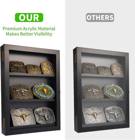 Large 19×14 inch Black Belt Buckle Display Case – Belt Buckle Display Holder Shadow Box for 5.5″×4.5″ to 6″×5″ Buckles – Belt Buckle Display & Storage Showcase in Saudi Arabia